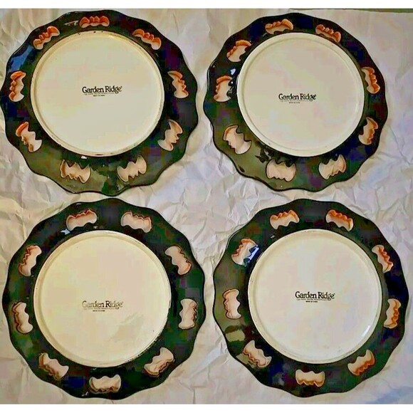 Rare Garden Ridge Halloween 4 Plates Ghost Witch Haunted House Cat Moon Star Bat - Picture 7 of 8